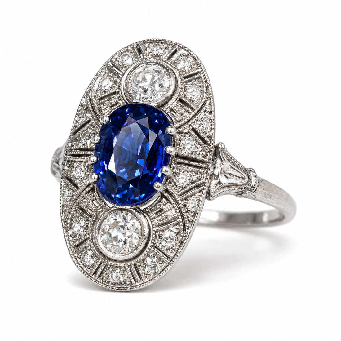 FINE ART-DECO SAPPHIRE AND DIAMOND RING (1 of 1)