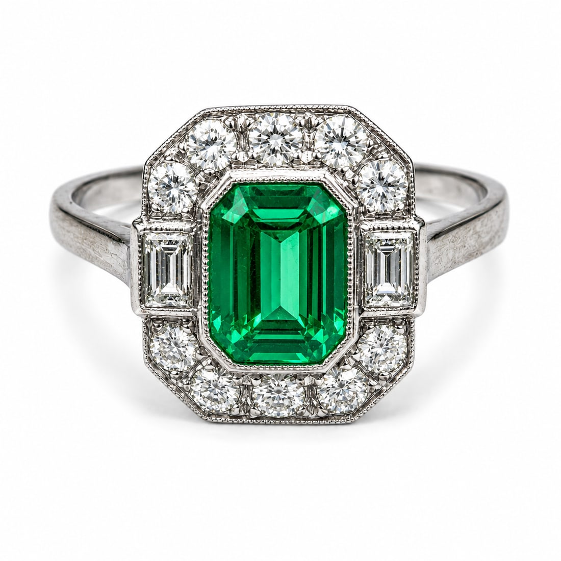 EMERALD AND DIAMOND CLUSTER RING (1 of 1)