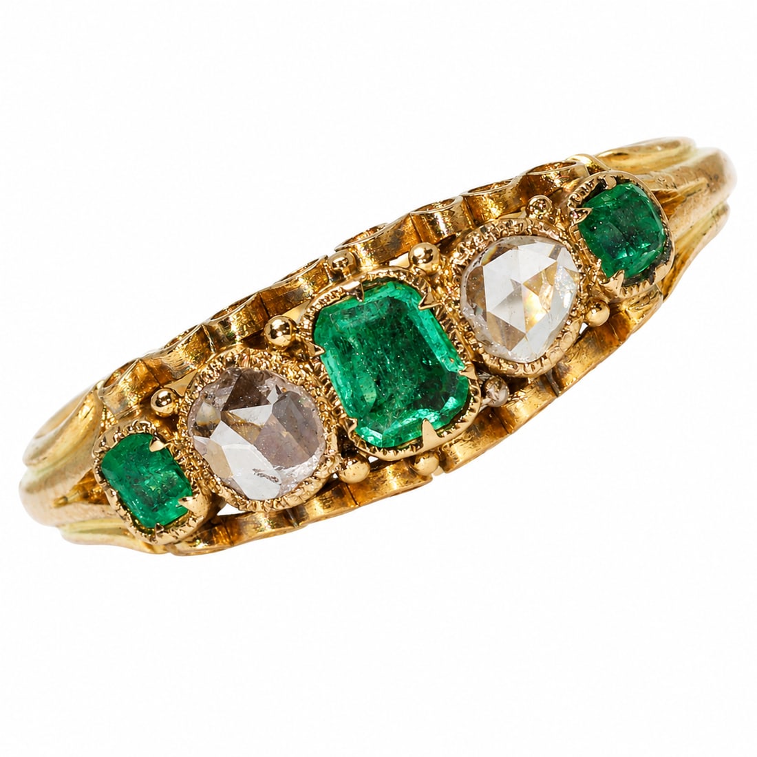 VICTORIAN DIAMOND AND EMERALD RING (1 of 1)