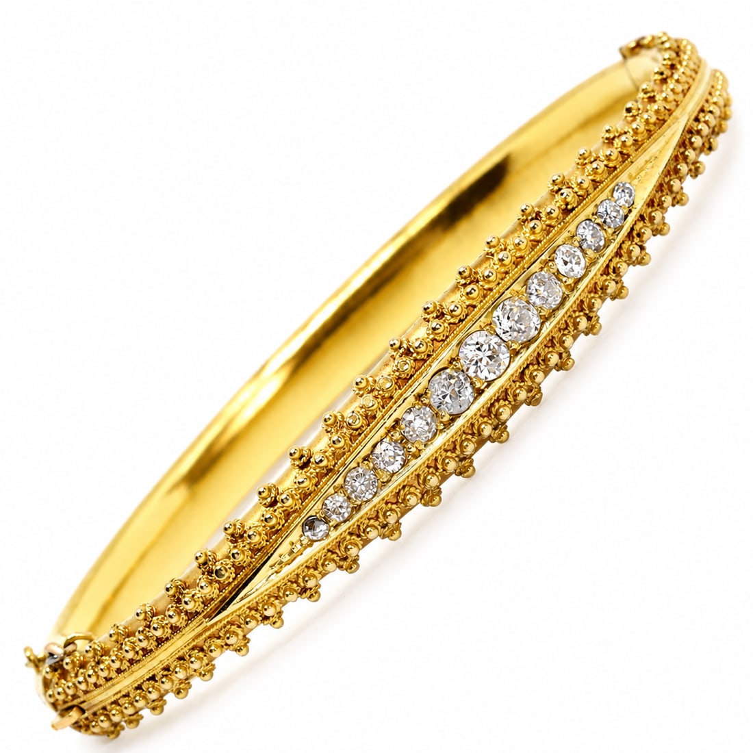 ETRUSCAN REVIVAL DIAMOND HINGED BANGLE (1 of 1)