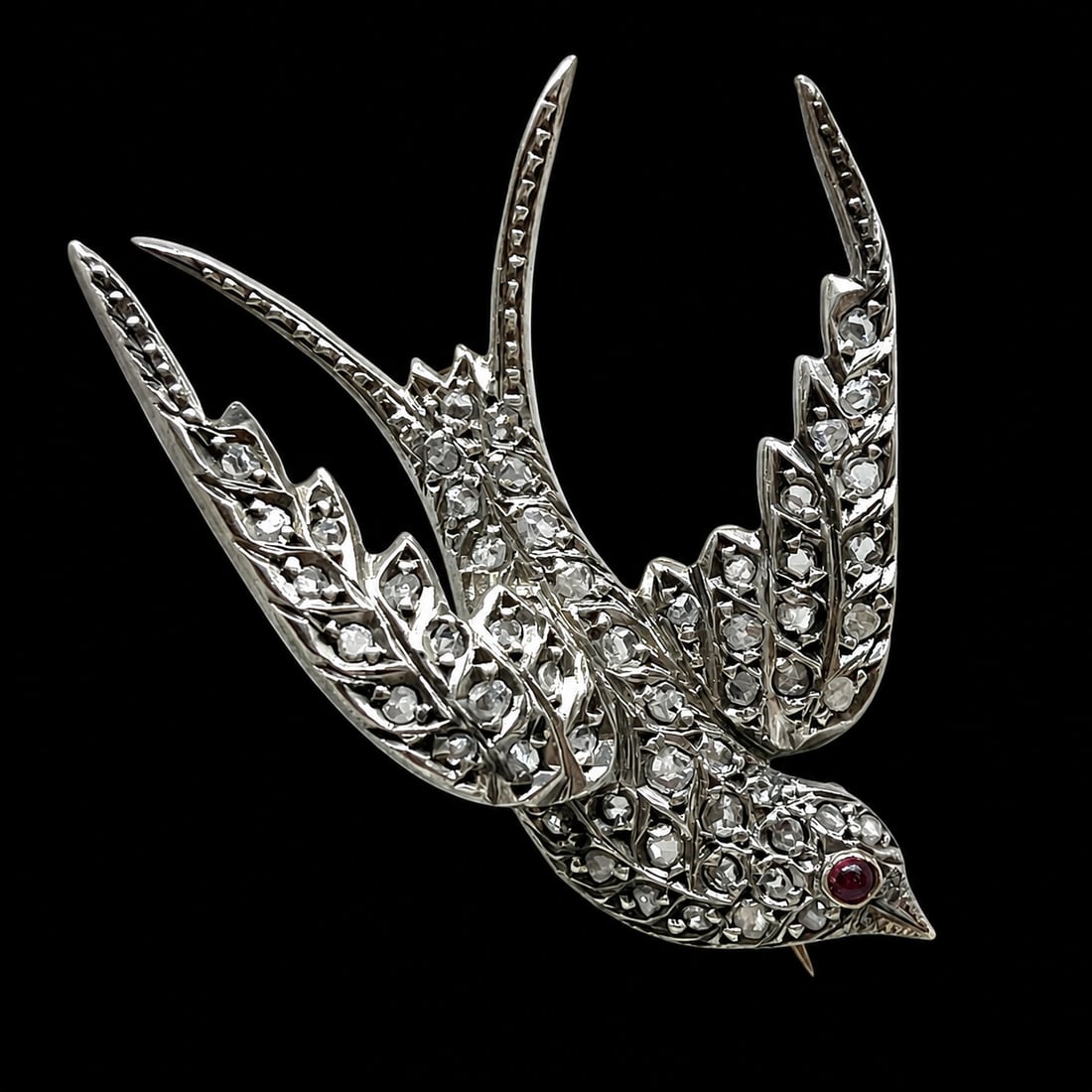 ANTIQUE DIAMOND BIRD BROOCH (1 of 1)