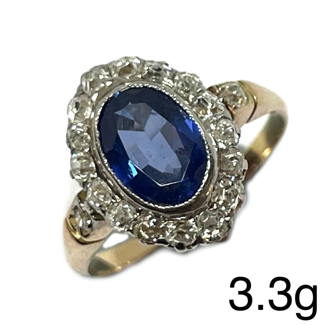 SAPPHIRE AND DIAMOND CLUSTER RING (1 of 1)