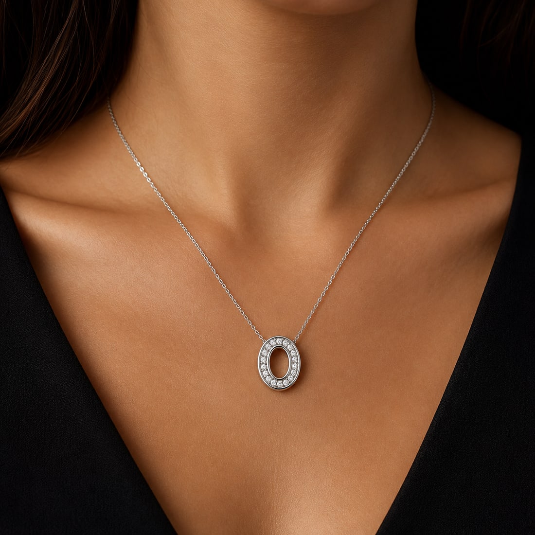 LOVELY DOUBLE SIDED DIAMOND PENDANT WITH NECKLACE (1 of 1)