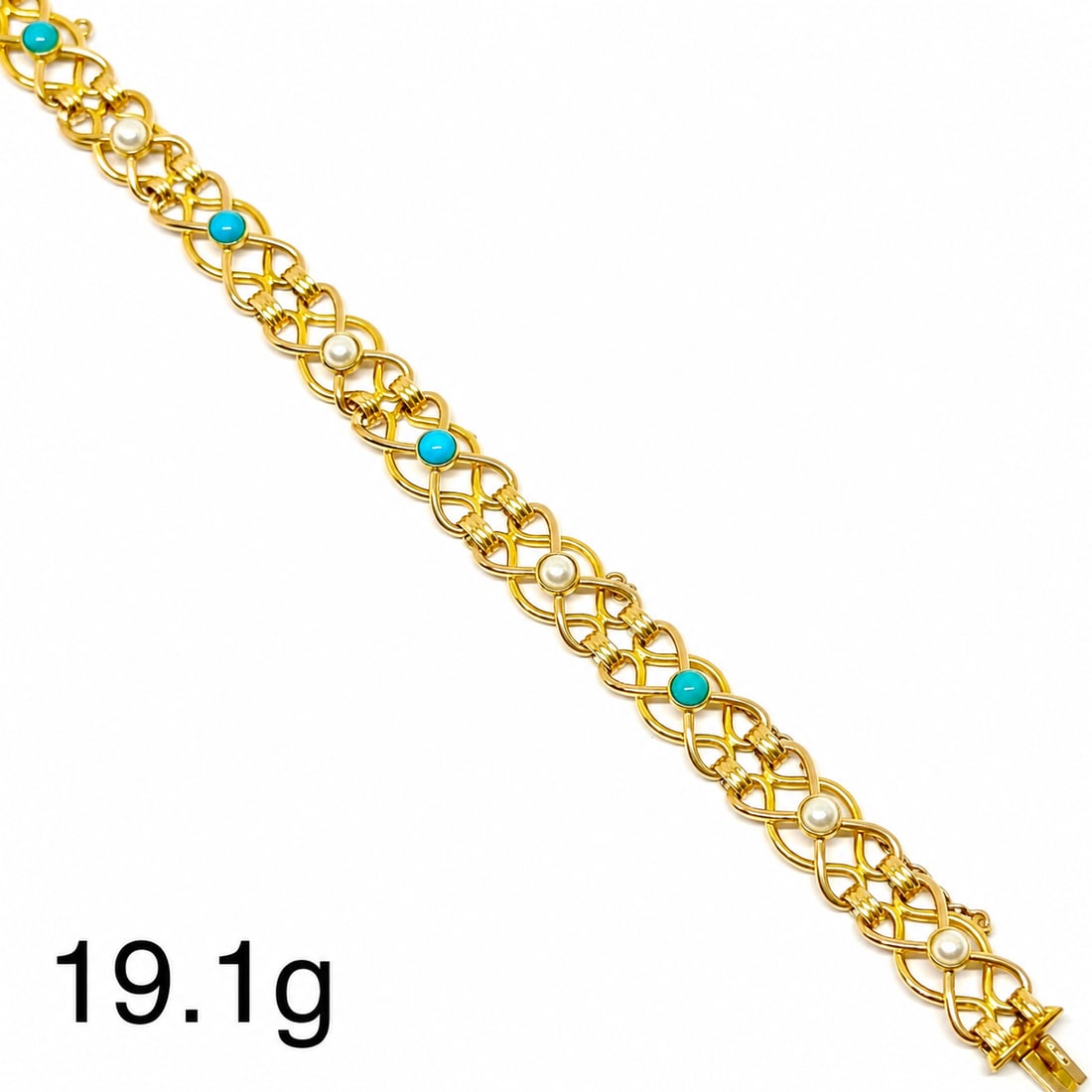 EDWARDIAN TURQUOISE AND PEARL BRACELET (1 of 1)