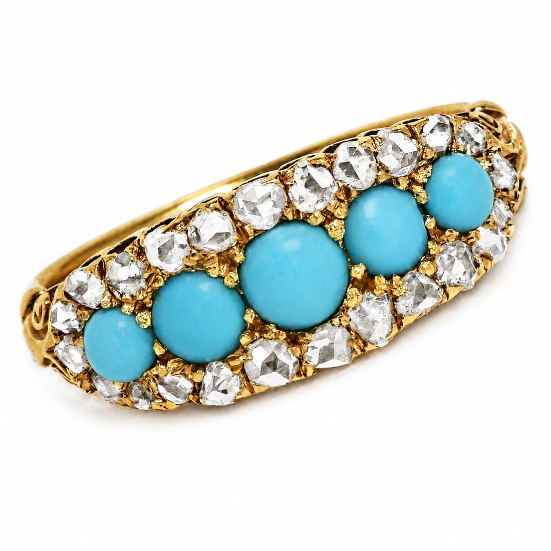 ANTIQUE TURQUOISE AND DIAMOND RING (1 of 1)