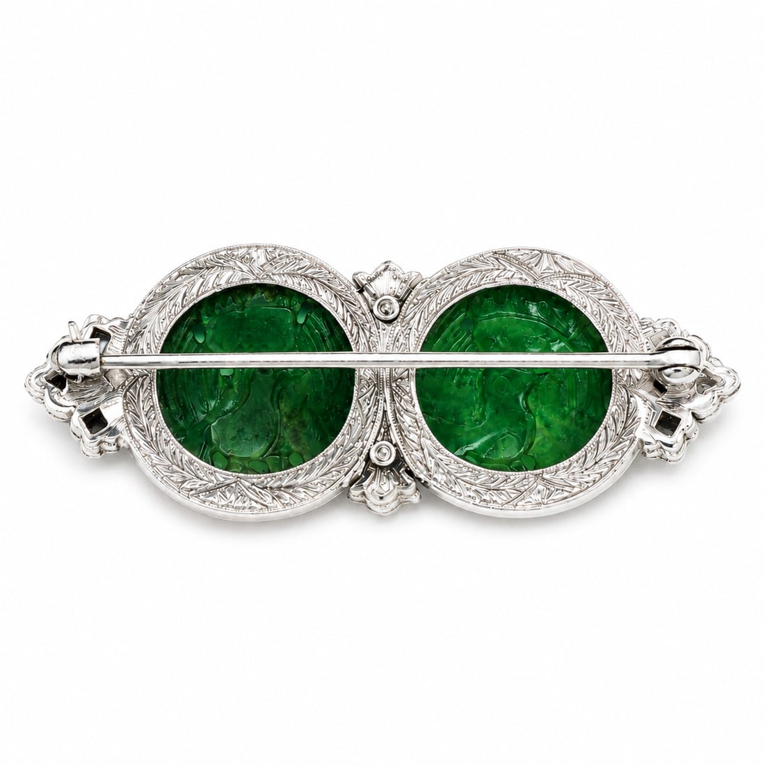 FINE ART-DECO JADE, DIAMOND, RUBY AND ENAMEL BROOCH (1 of 1)