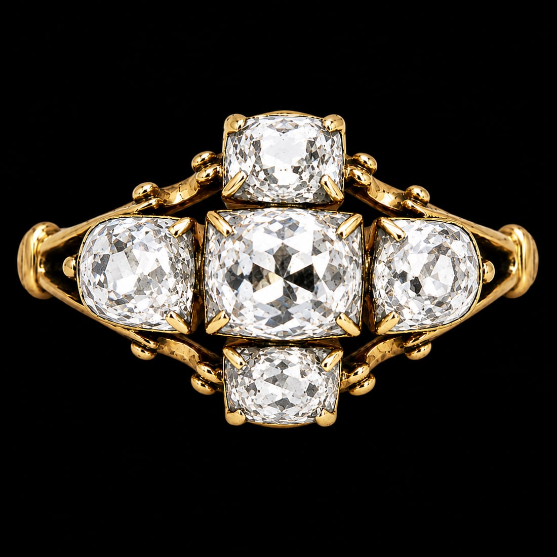 RARE GOLD GEORGIAN DIAMOND RING: RARE GOLD GEORGIAN DIAMOND RING vibrant diamonds fine craftsmanship in great condition size H