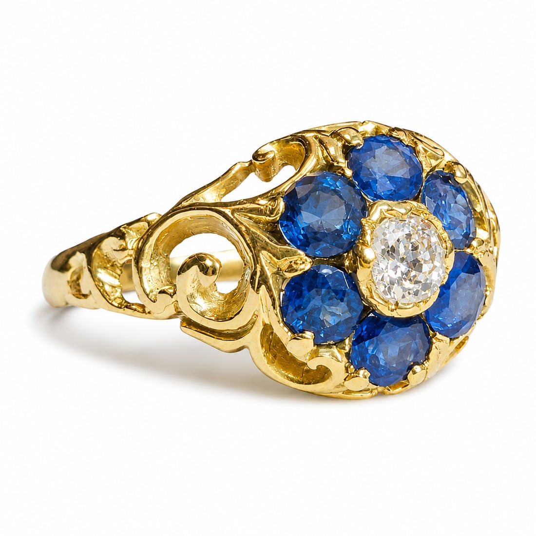SAPPHIRE AND DIAMOND CLUSTER RING (1 of 1)