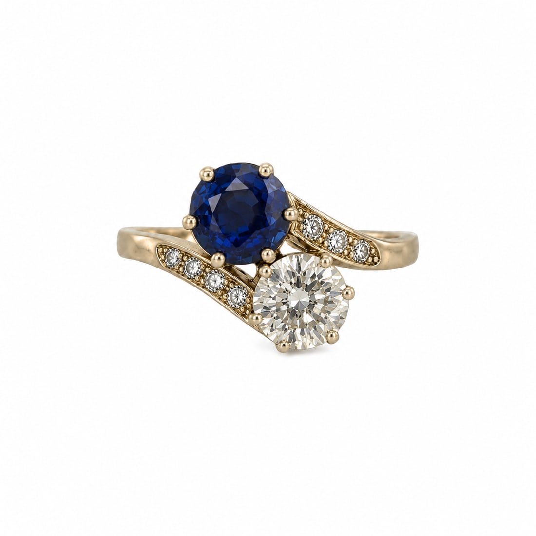 SAPPHIRE AND DIAMOND TOI EMOI RING CIRCA 1900 (1 of 1)