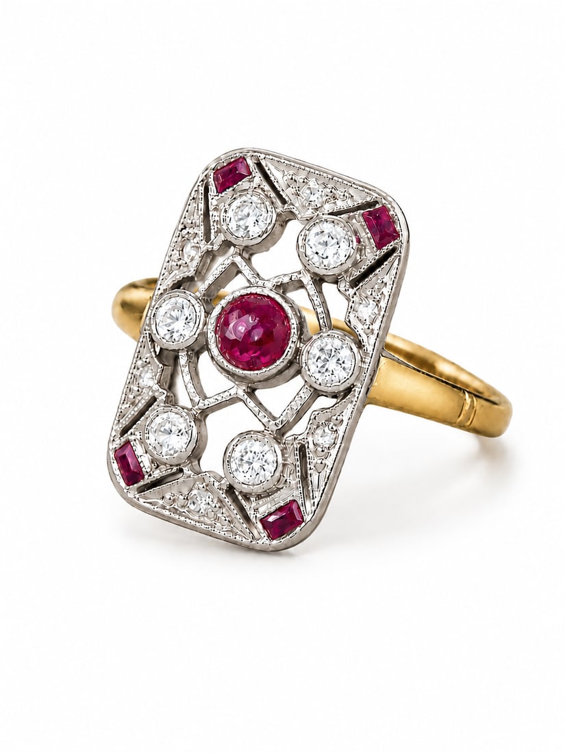 ART-DECO RUBY AND DIAMOND RING (1 of 1)
