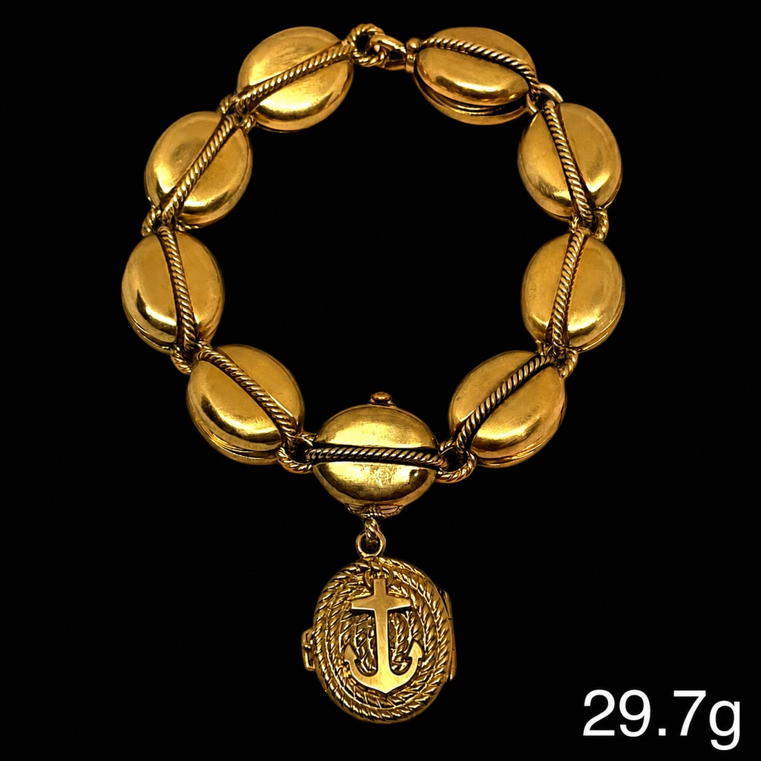 LOVELY VICTORIAN UNUSUAL ANCHOR LINK BRACELET WITH ANCHOR CHARM (1 of 1)
