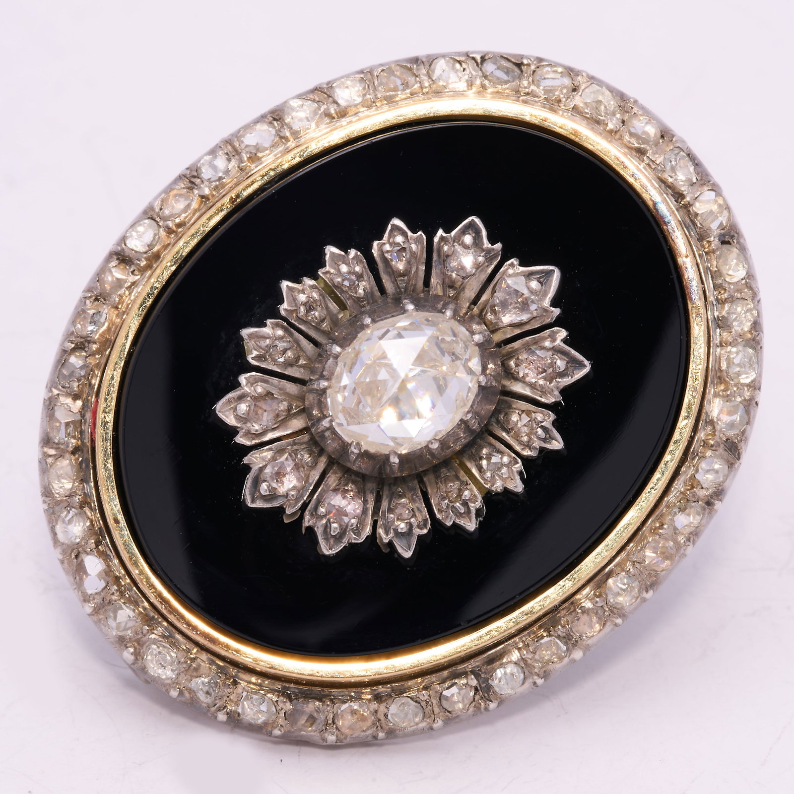 ANTIQUE ONYX AND DIAMOND BROOCH (1 of 1)