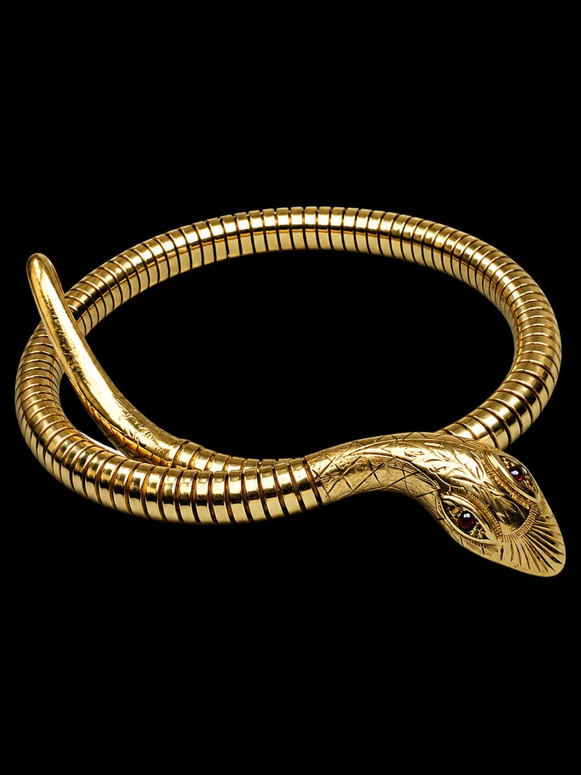 RUBY SNAKE GOLD TUBOGAS BANGLE (1 of 1)