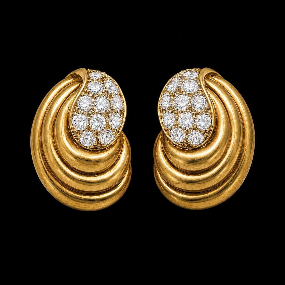 PAIR OF DIAMOND SWIRL EARRINGS (1 of 1)