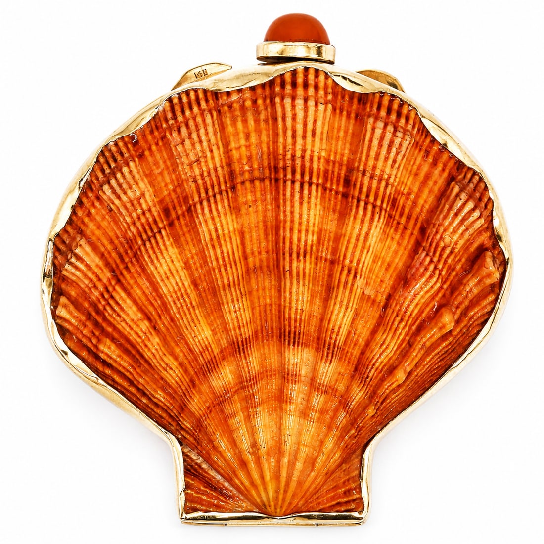 VERDURA (Attrib.). FINE LIONS PAW SHELL COMPACT (1 of 2)