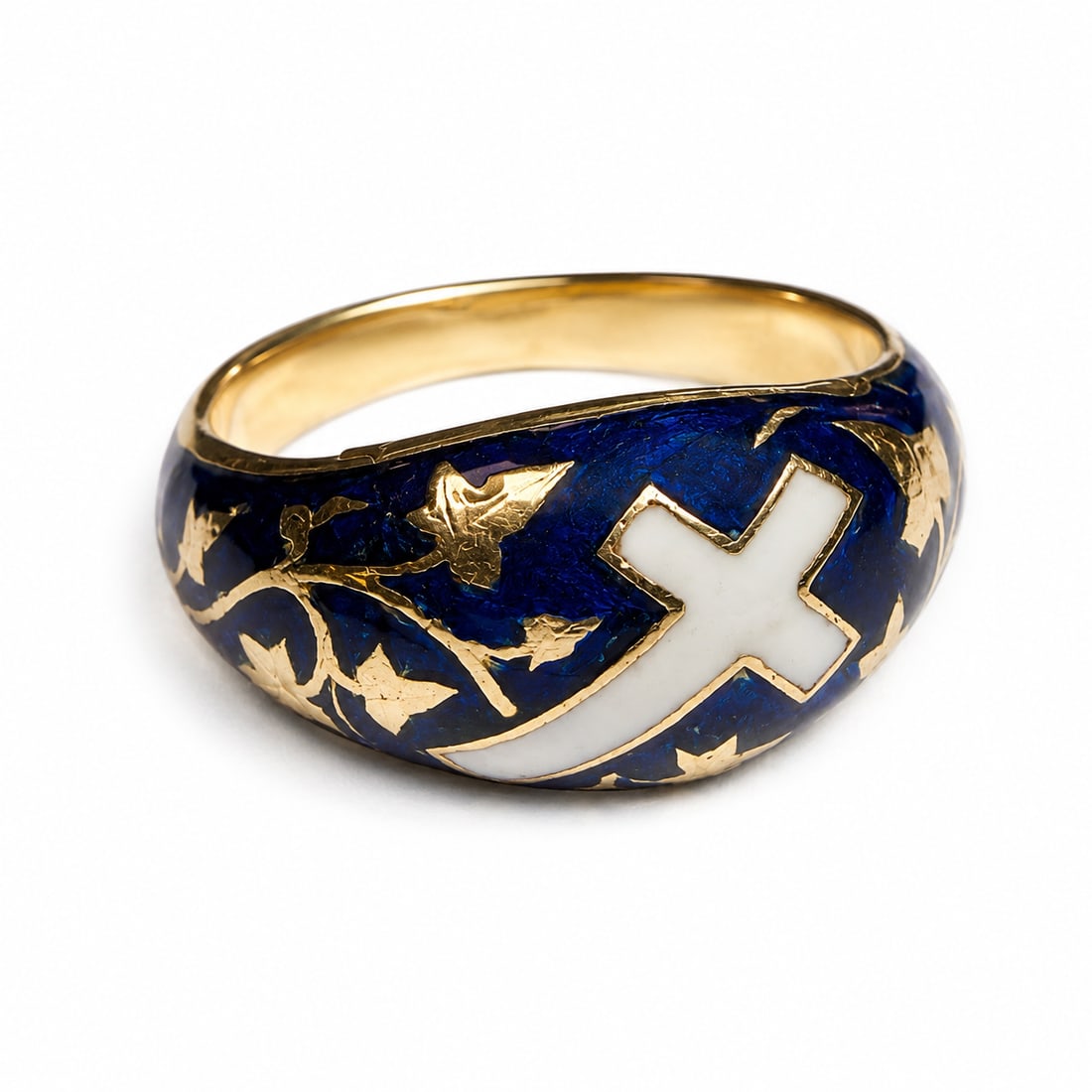 RARE ANTIQUE HIDDEN COMPARTMENT ENAMEL RING (1 of 2)