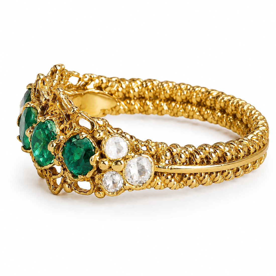 LOVELY ANTIQUE EMERALD 5-STONE RING (1 of 1)