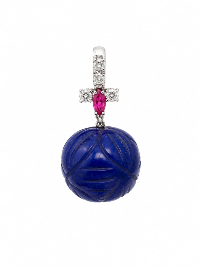 SAPPHIRE DIAMOND AND RUBY PENDANT (1 of 1)