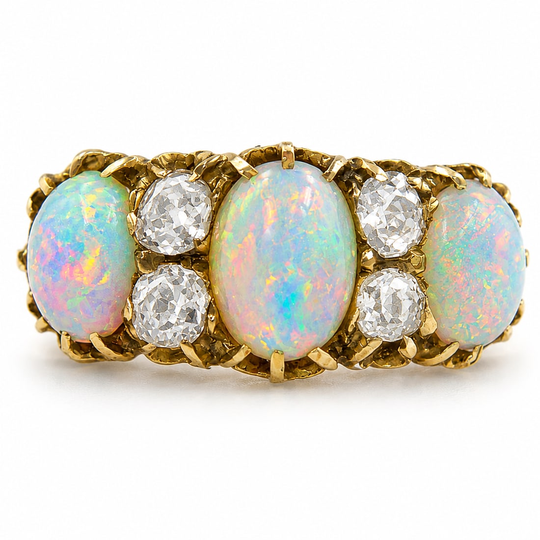 OPAL AND DIAMOND 7-STONE RING (1 of 1)