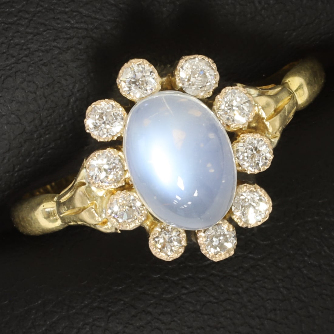 ANTIQUE MOONSTONE AND DIAMOND CLUSTER RING (1 of 1)
