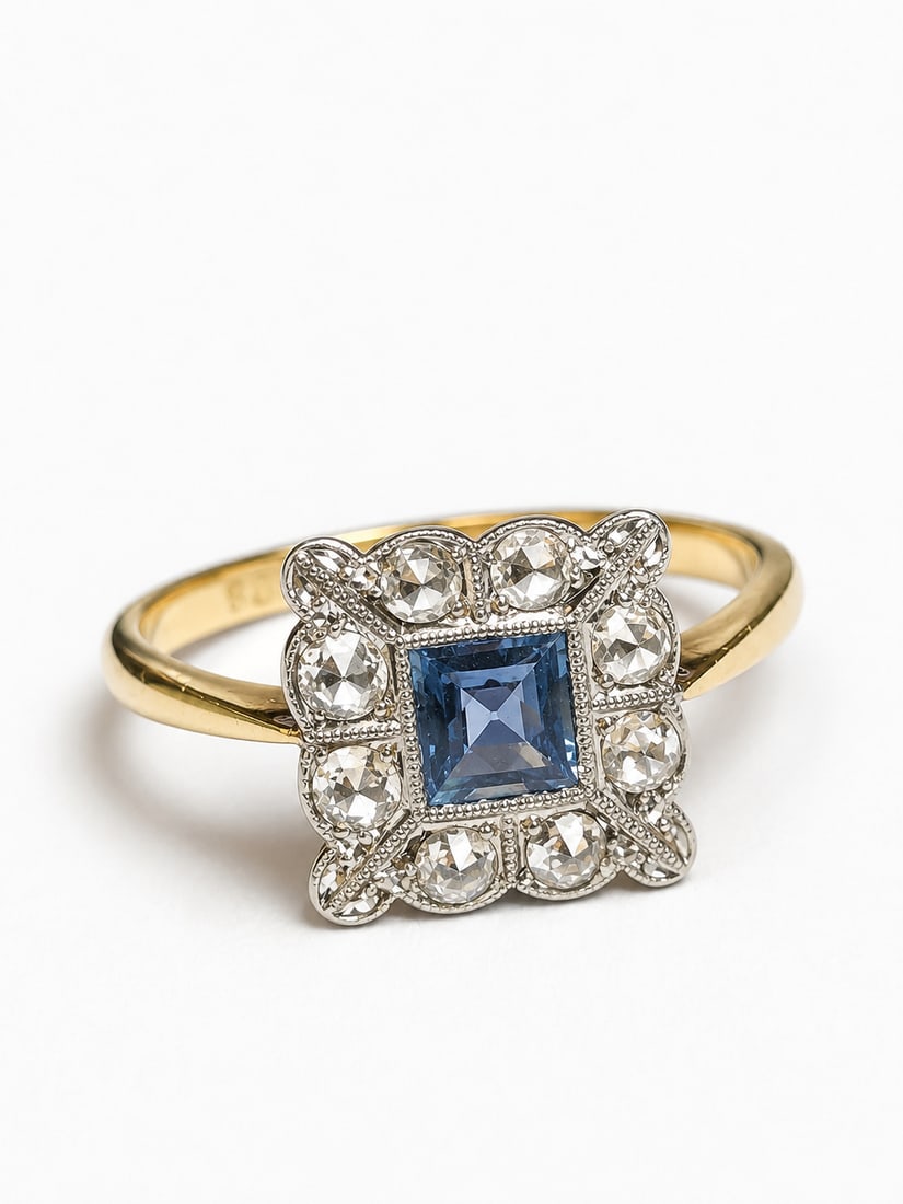 SAPPHIRE AND DIAMOND CLUSTER RING (1 of 1)