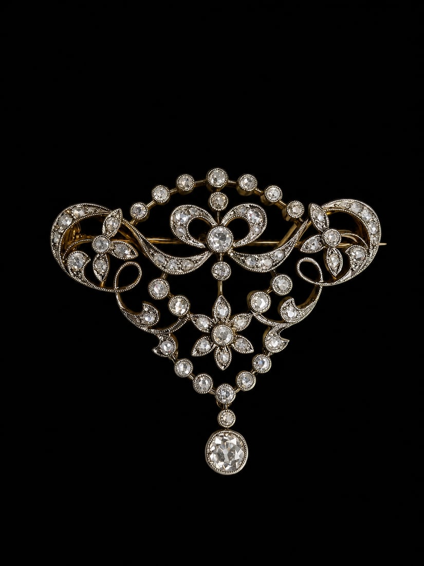 EDWARDIAN DIAMOND BROOCH (1 of 1)