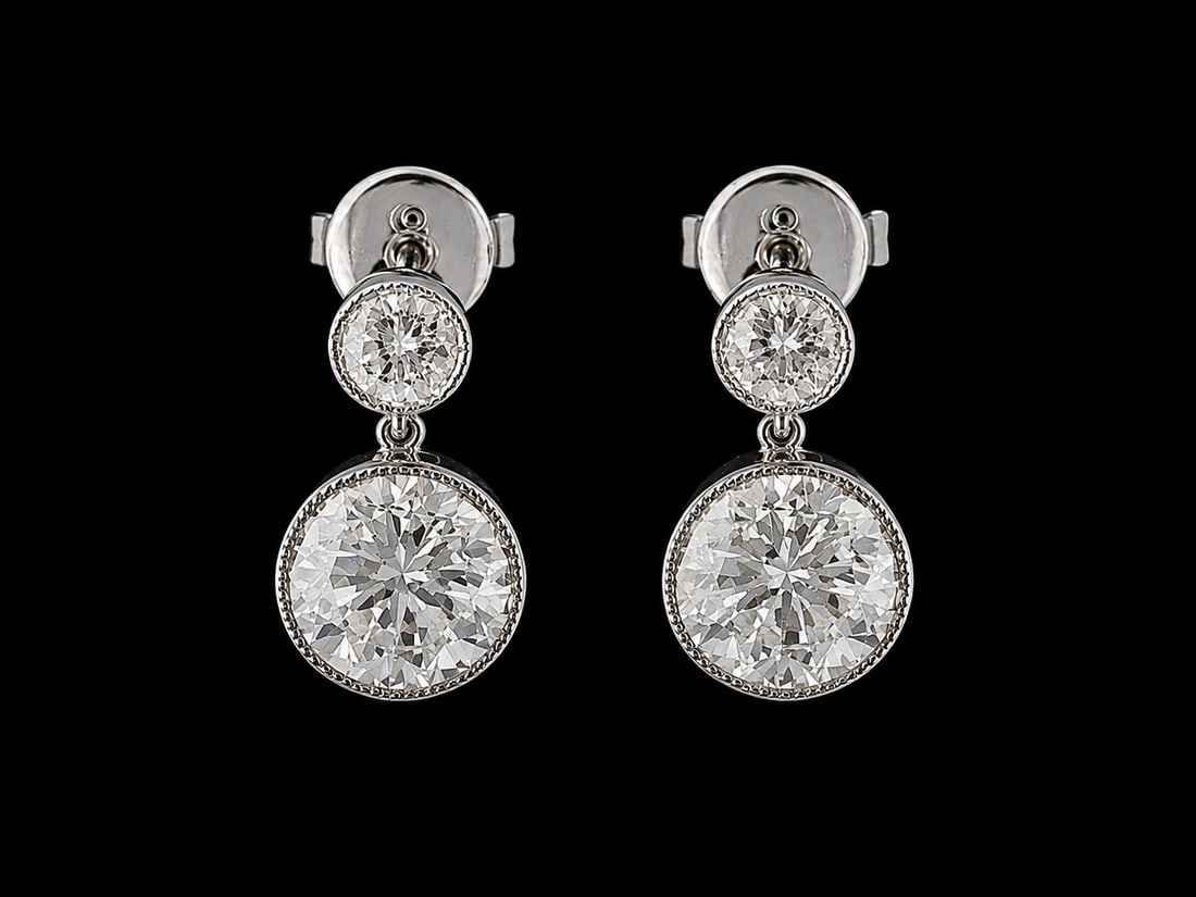 ELEGANT PAIR OF DIAMOND STUD EARRINGS: ELEGANT PAIR OF DIAMOND STUD EARRINGS 2 grams bright lively diamonds 1.12 ct - 1.01 ct approx in our opinion G-VS1