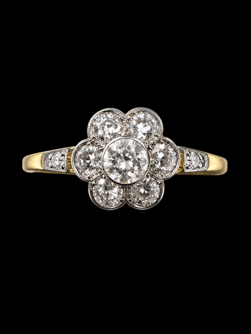 ANTIQUE DIAMOND DAISY CLUSTER RING (1 of 1)