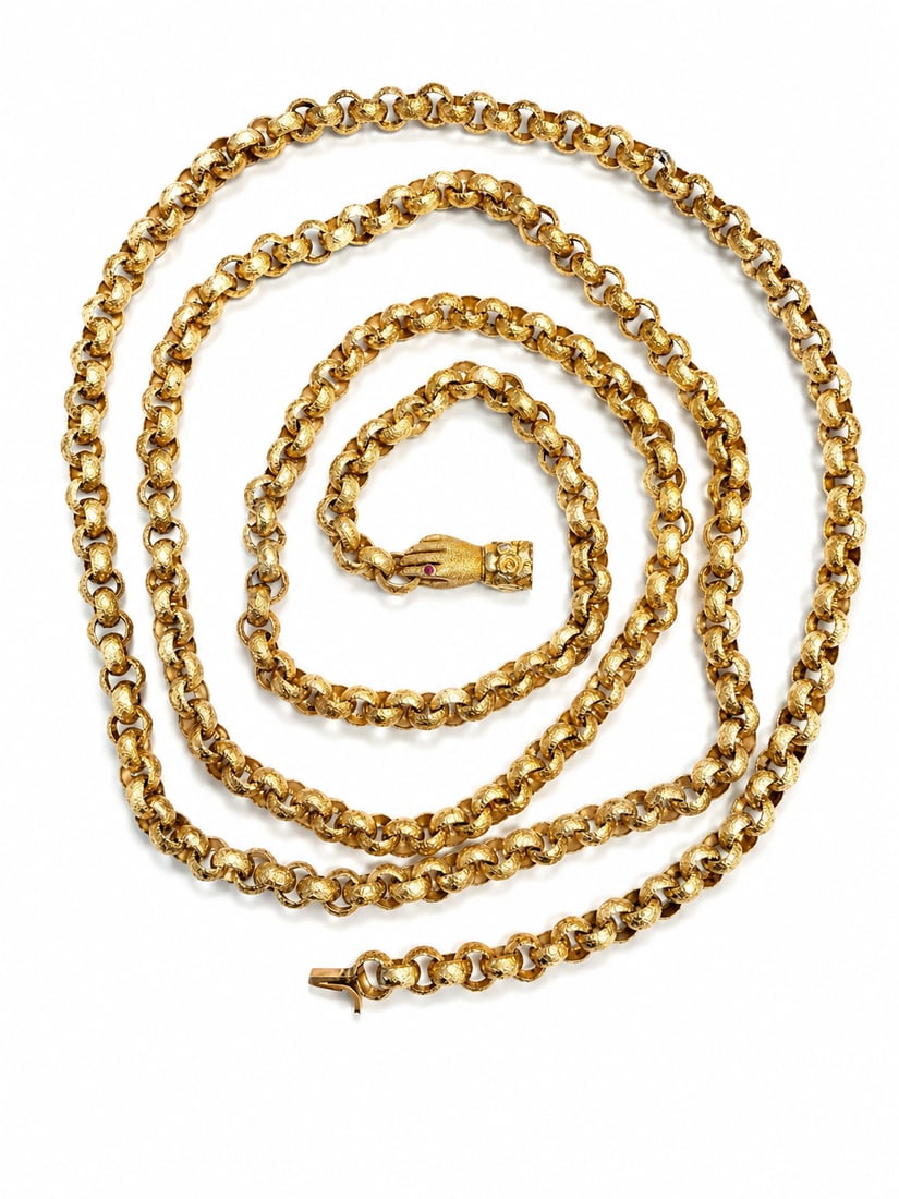 FINE GEORGIAN BELCHER LINK GUARD CHAIN WITH HAND CLASP (1 of 1)