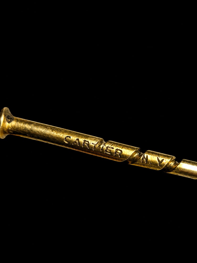 CARTIER, CERTIFICATED NATURAL SALTWATER PEARL STICK PIN (1 of 1)