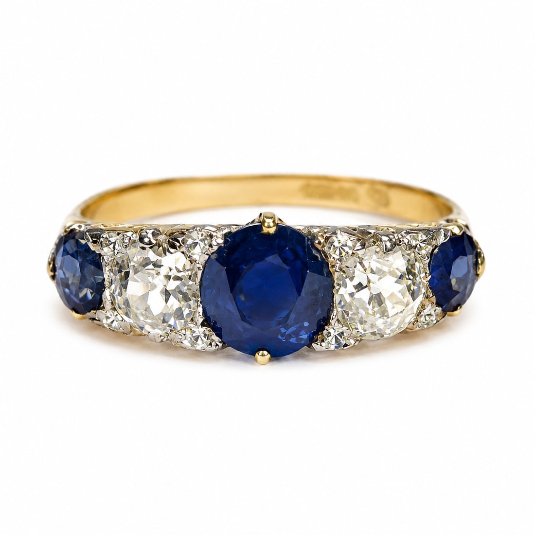 SAPPHIRE AND DIAMOND 5-STONE RING (1 of 1)