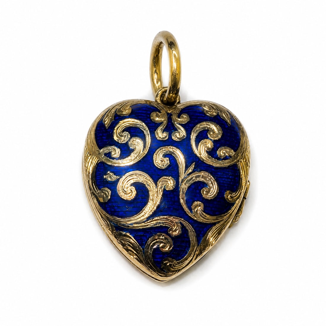 ELEGANT GOLD ENAMEL HEART LOCKET PENDANT: ELEGANT GOLD ENAMEL HEART LOCKET PENDANT 5.2 grams enamel in great condition L 2.9 cm W 1.9 cm