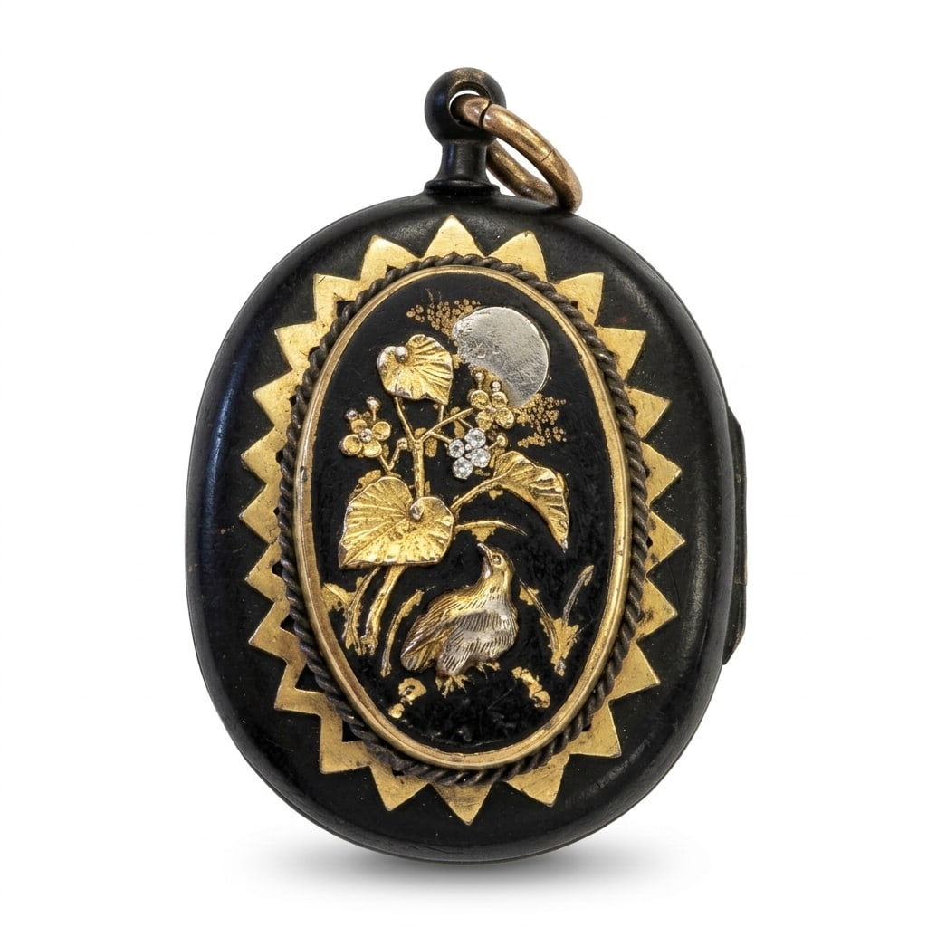 JAPANESE SHAKUDO LOCKET PENDANT PENDANT: JAPANESE SHAKUDO LOCKET PENDANT PENDANT 14.4 grams fine craftsmanship L 4 cm