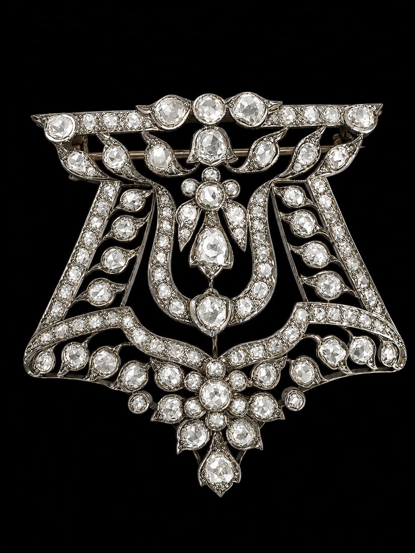 LARGE EDWARDIAN DIAMOND BROOCH (1 of 1)