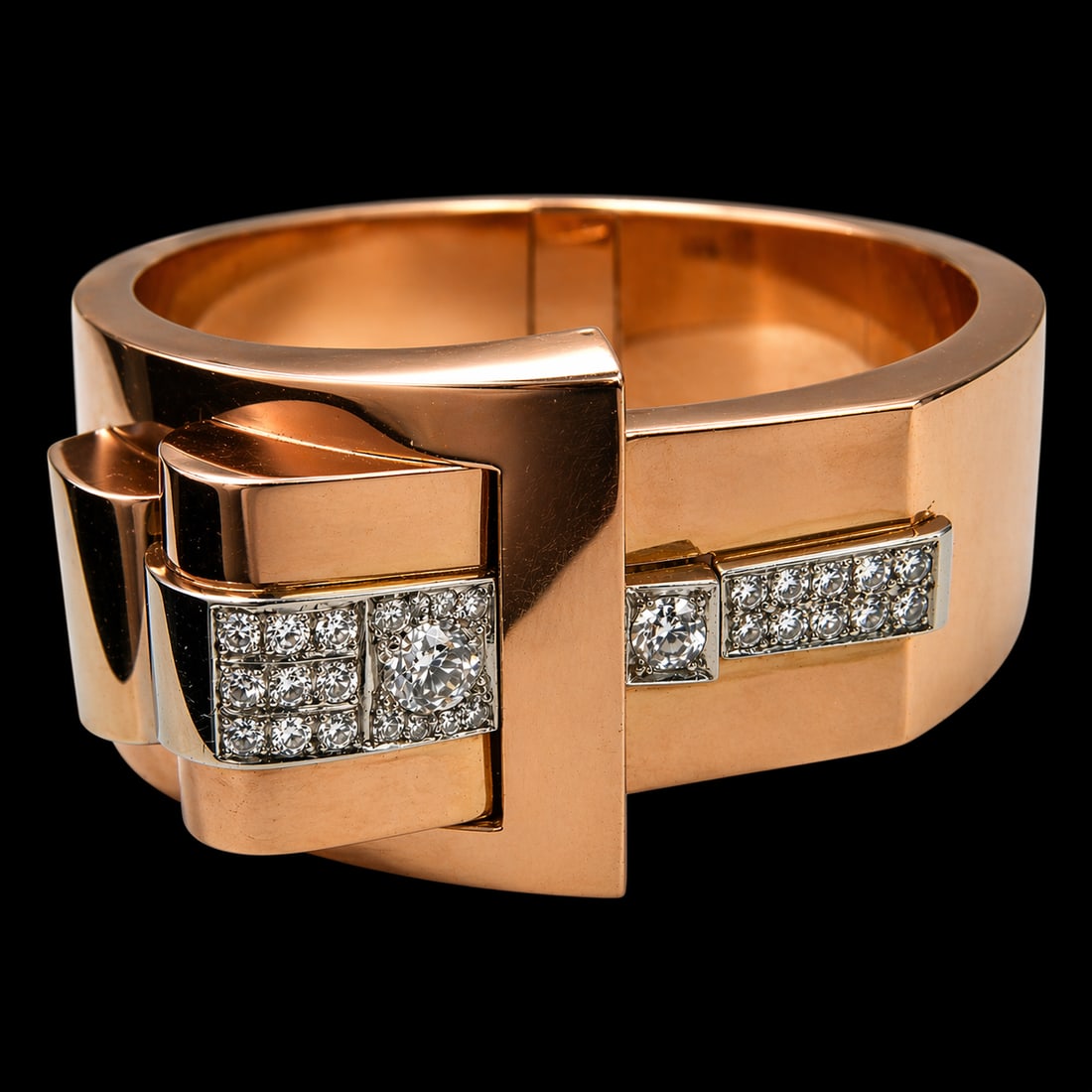 FANTASTIC RETRO DIAMOND HINGED CUFF BANGLE, (1 of 1)