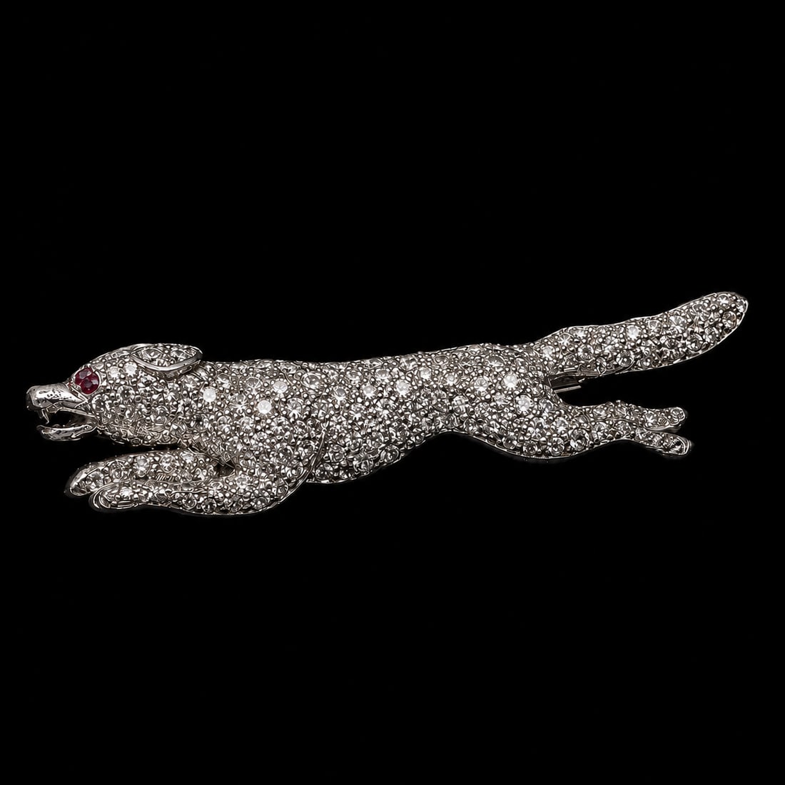 DIAMOND RUNNING FOX BROOCH, (1 of 1)