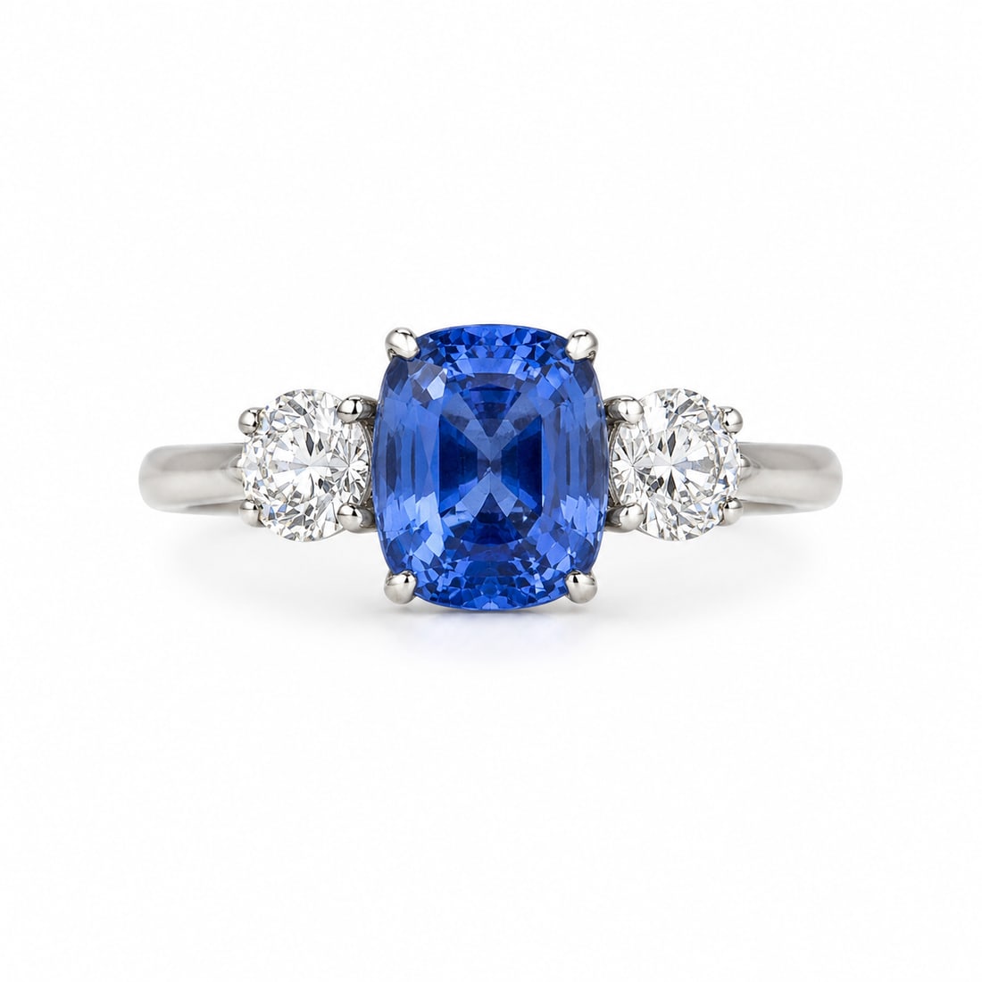 SAPPHIRE AND DIAMOND 3-STONE RING (1 of 1)