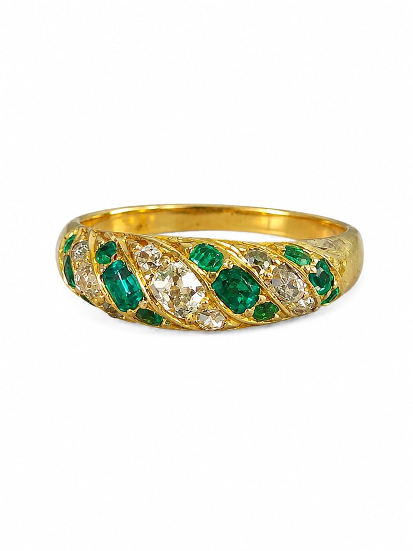 FINE VICTORIAN EMERALD AND DIAMOND DRESS RING (1 of 1)