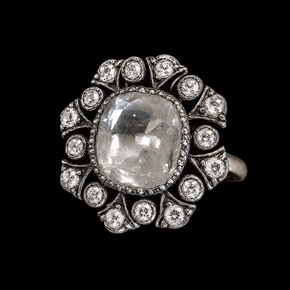 LARGE GEORGIAN DIAMOND CLUSTER RING, (1 of 1)