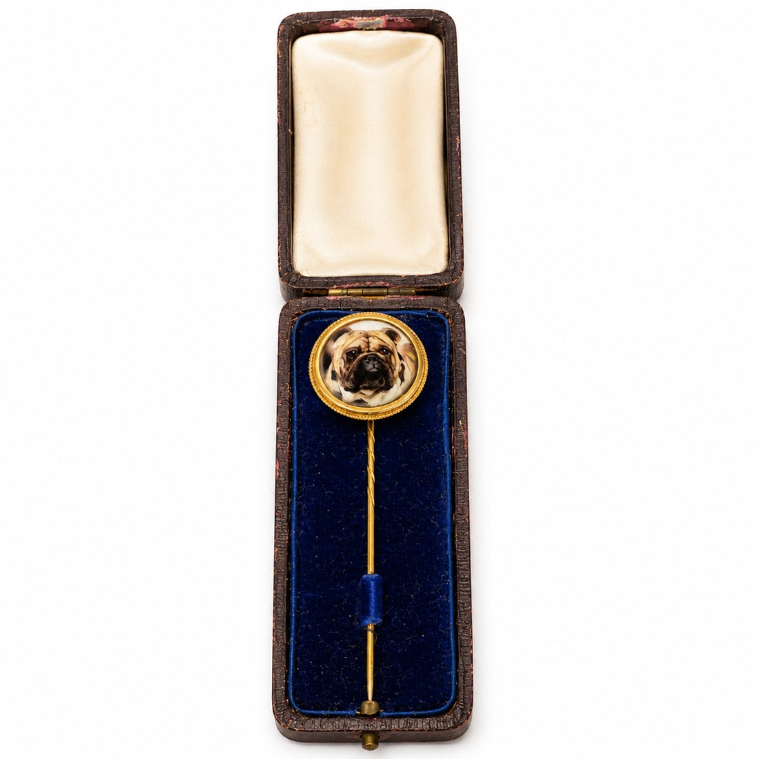 EDWARDIAN ENAMEL DOG STICK PIN, (1 of 1)