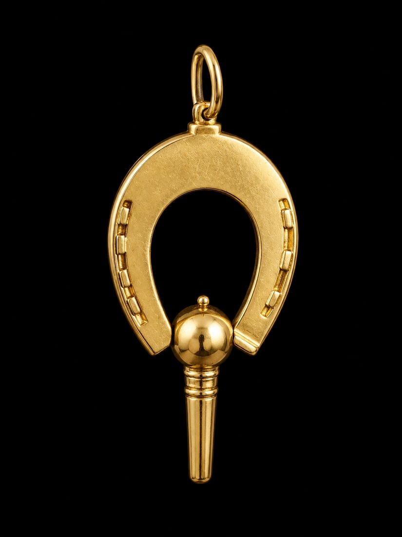 ANTIQUE HORSE SHOE GOLD WATCH KEY (1 of 1)