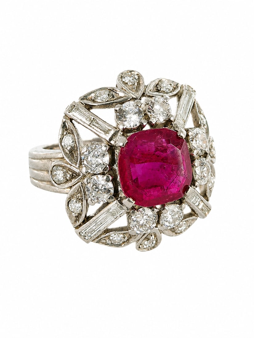 RUBY AND DIAMOND GOLD RING (1 of 1)