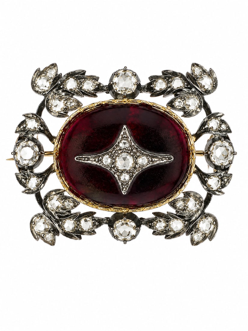 ANTIQUE GARNET AND DIAMOND BROOCH/PENDANT (1 of 1)