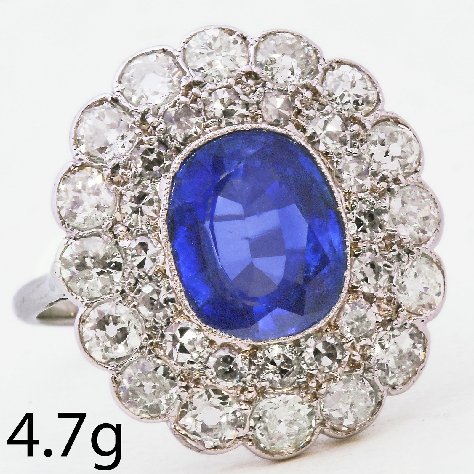 SAPPHIRE AND DIAMOND CLUSTER RING, (1 of 1)