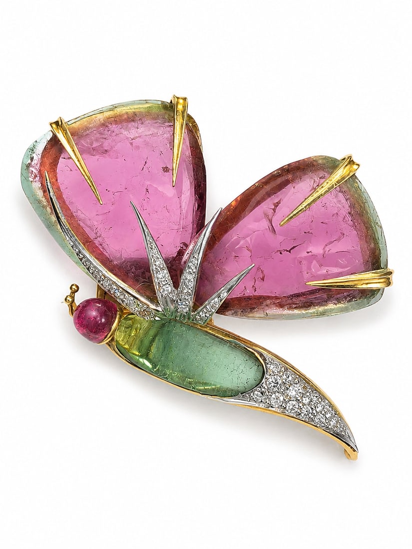 KERN TOURMALINE BUTTERFLY BROOCH (1 of 1)