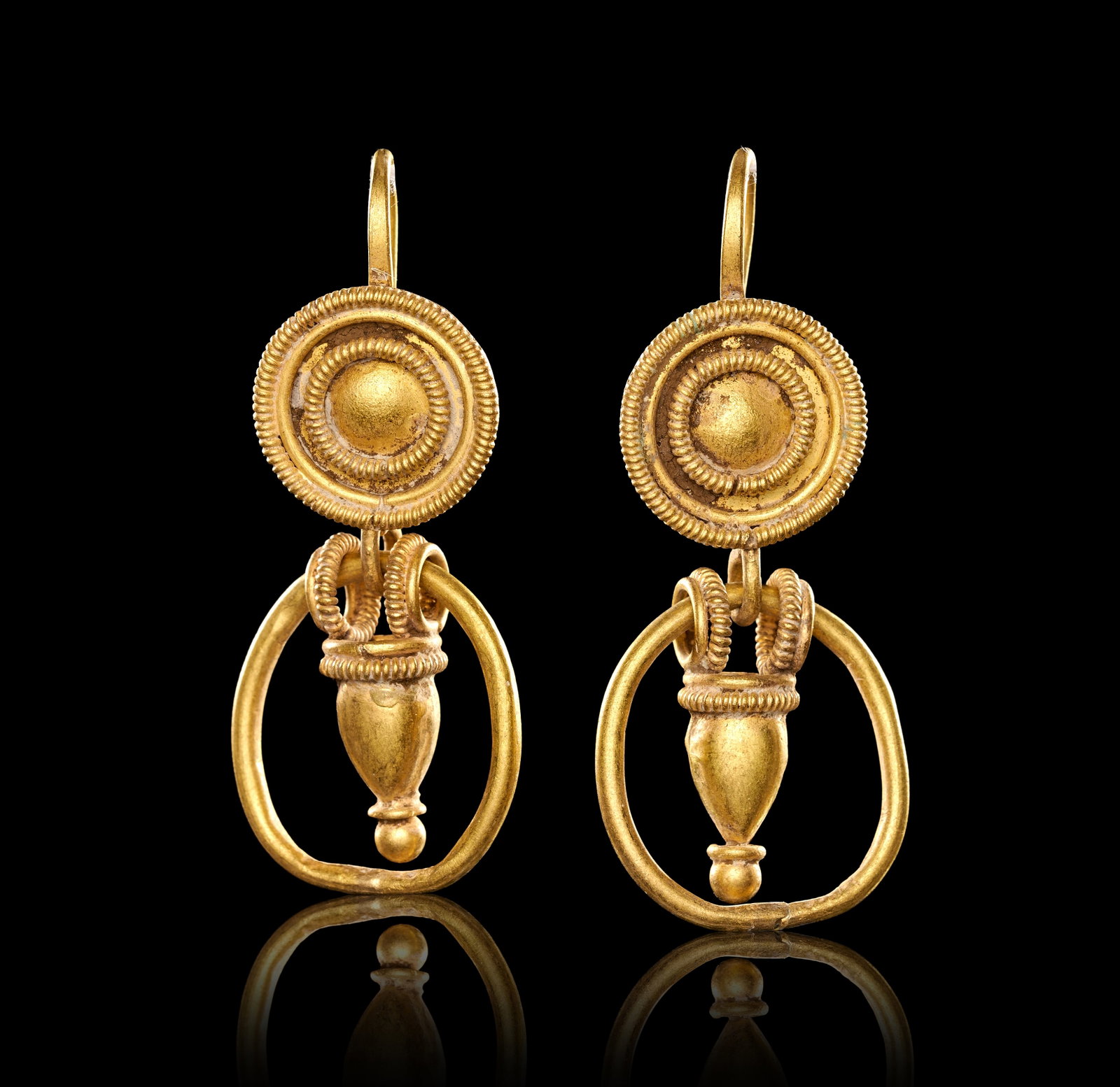 RARE PAIR OR ROMAN URN EARRINGS, (1 of 1)