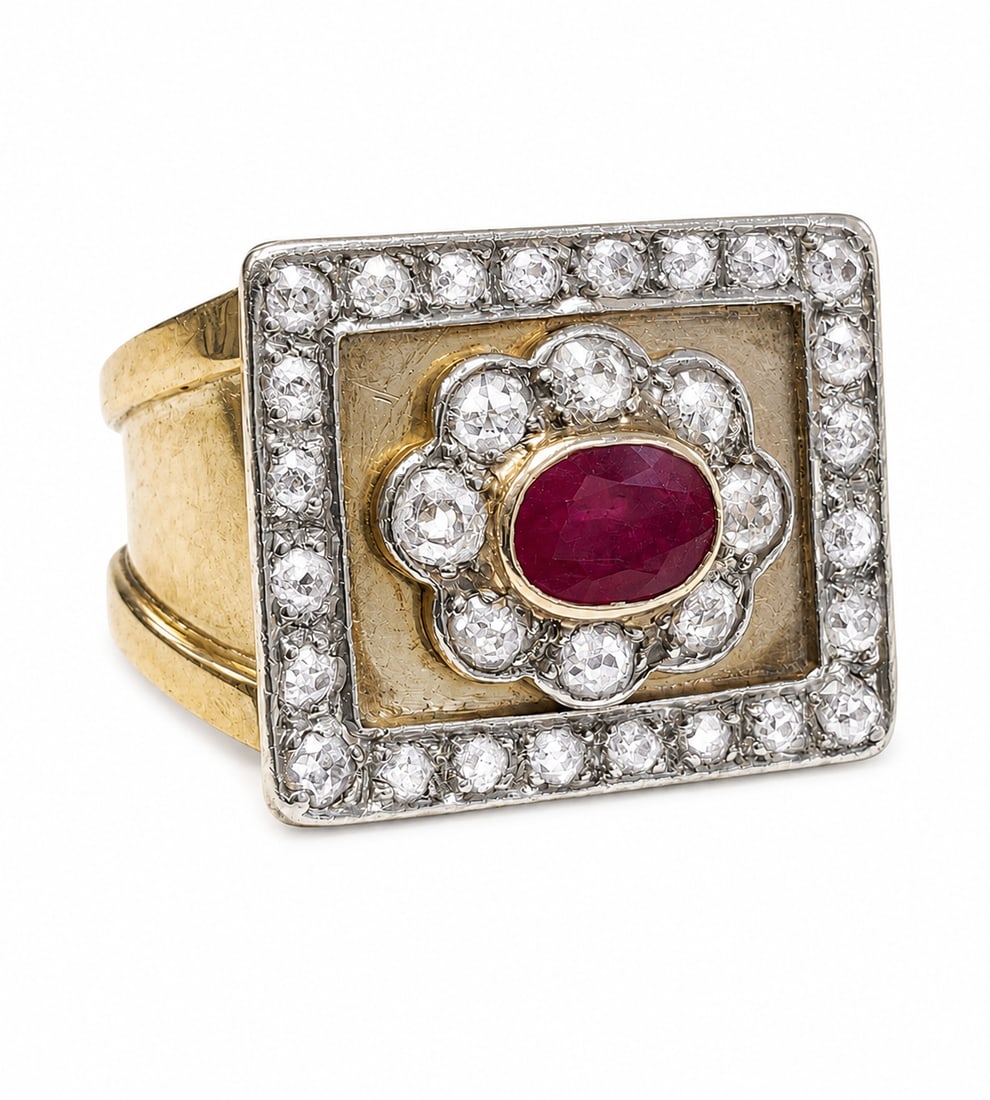 RUBY AND DIAMOND RING, (1 of 1)