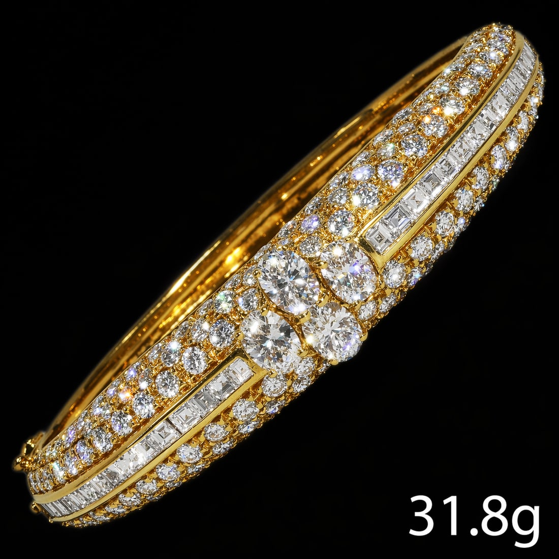 FANTASTIC DIAMOND HINGED BANGLE, APPROX. 15 CT. OF DIAMONDS, (1 of 1)