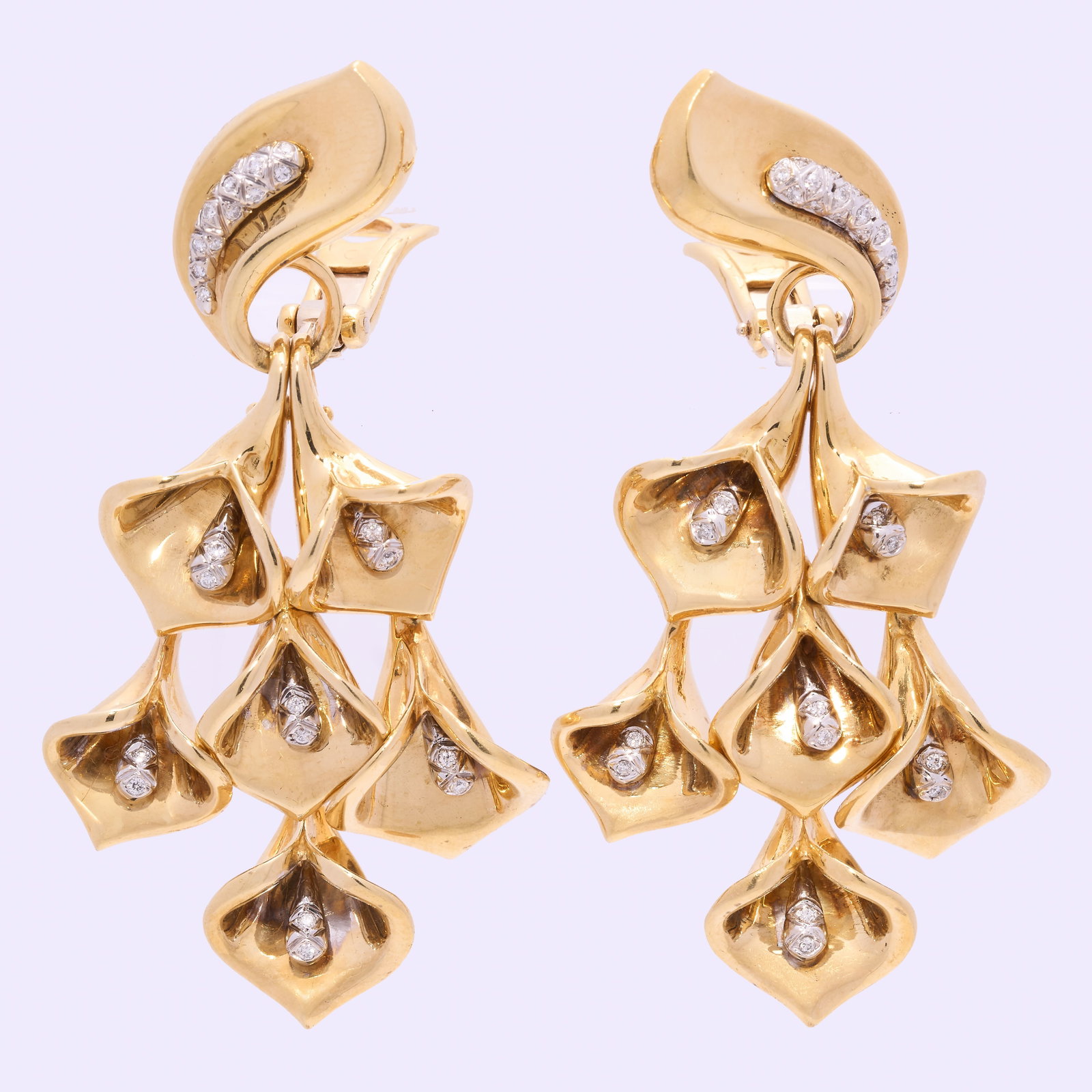 PAIR OF DIAMOND DROP EARRINGS, (1 of 1)