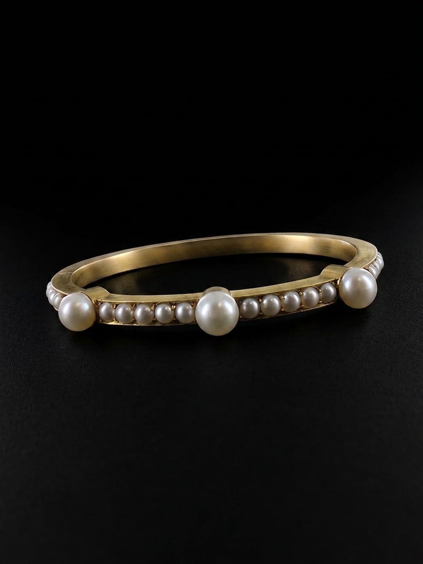 VICTORIAN PEARL HINGED BANGLE (1 of 1)